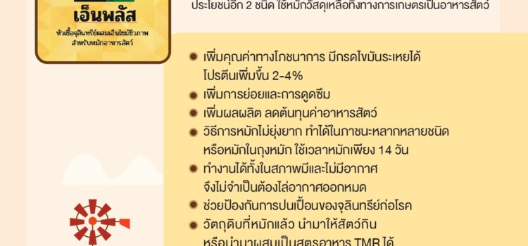 “หัวเชื้อจุลินทรีย์ประสิทธิภาพสูง” หมักวัสดุเหลือทิ้งทางการเกษตร เพิ่มมูลค่าทางโภชนาการ ลดต้นทุนค่าอาหารสัตว์