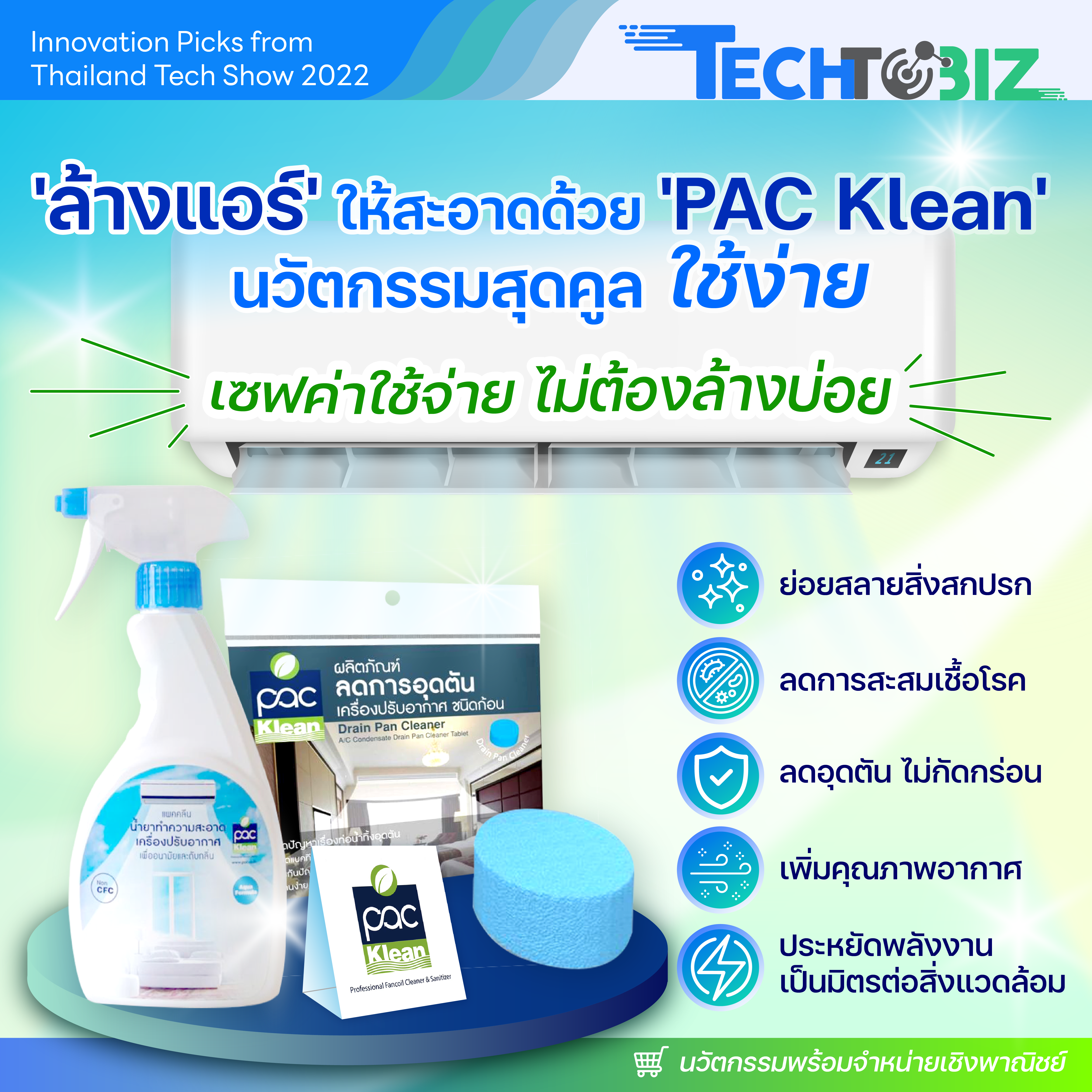 แอร์สุดคลีน ลมสุดคูล ด้วยนวัตกรรมทำความสะอาดแอร์ “PAC Klean”