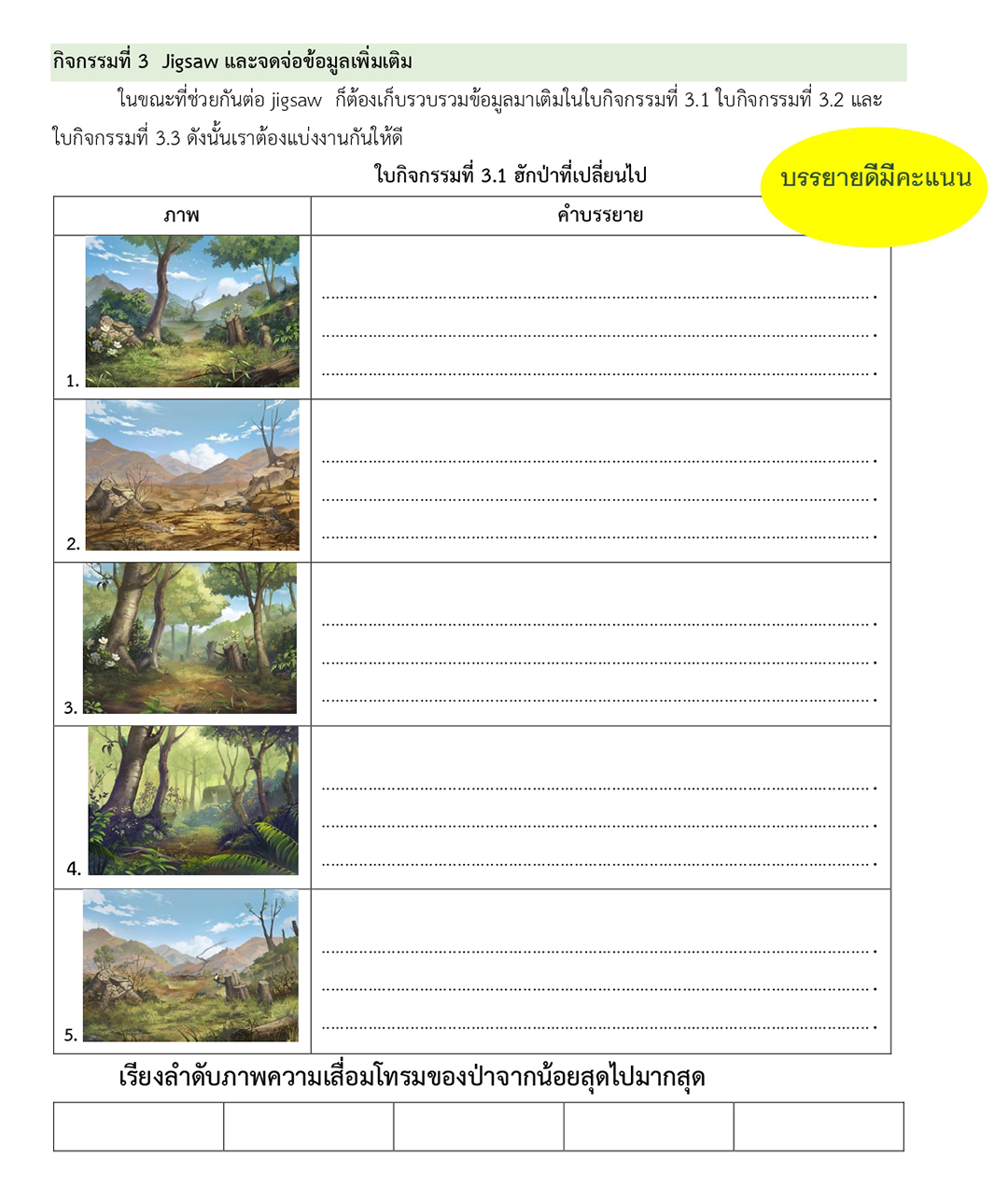 ภาพตัวอย่างใบงานประกอบกิจกรรมการเรียนรู้