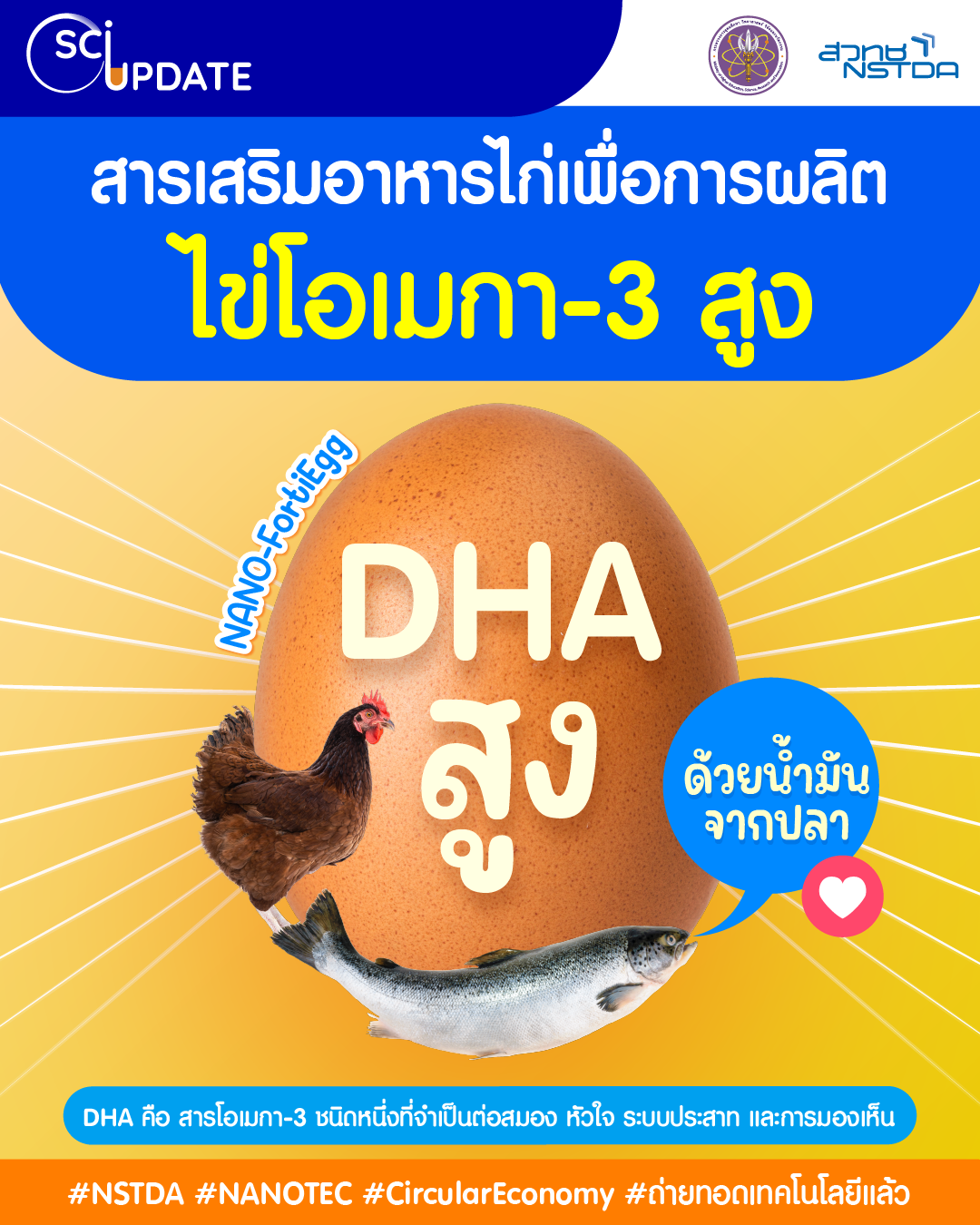 สารเสริมอาหารไก่เพื่อการผลิต ‘ไข่โอเมกา-3 สูง’