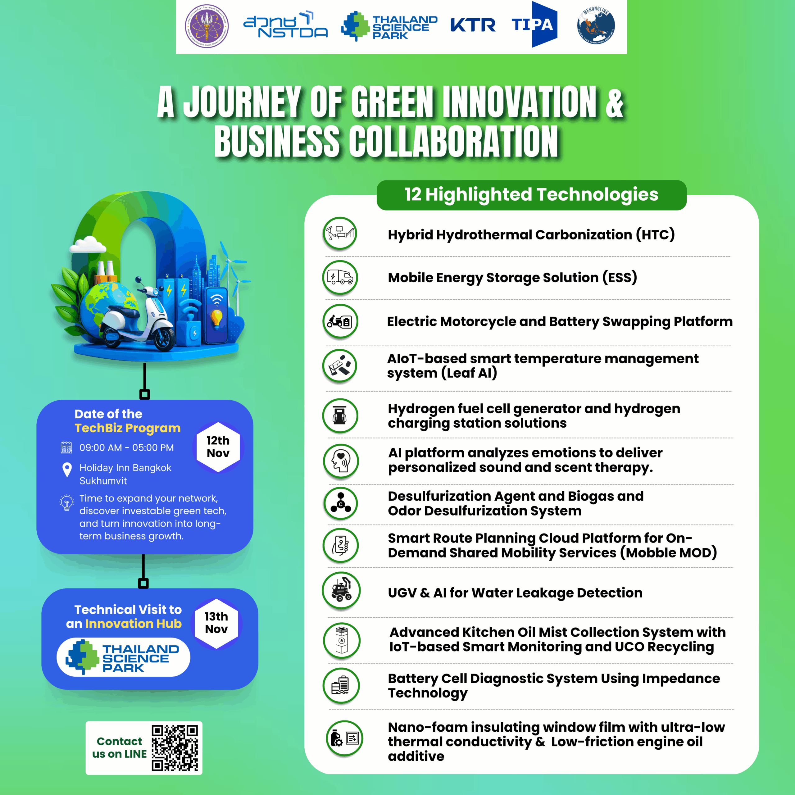 ภาพโปสเตอร์กิจกรรม2025 GREEN VENTURE TECHBIZ PROGRAM: เชื่อมโยงเทคโนโลยีสีเขียวเพื่อการลงทุนและนวัตกรรม