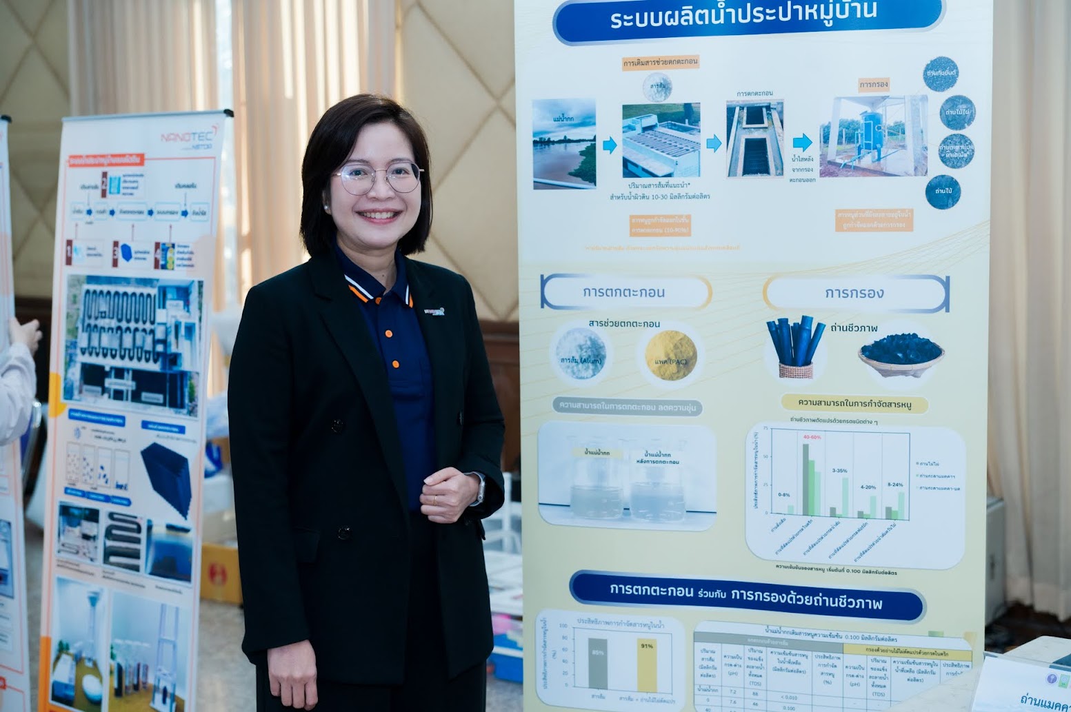 ภาพนิทรรศการนาโนเทค สวทช. ส่งเสริมและสนับสนุนองค์ความรู้และนวัตกรรมจากการวิจัยและพัฒนา เพื่อสนับสนุนพันธกิจการบริหารจัดการน้ำผ่านโครงการคลินิกน้ำ เพื่อพัฒนามาตรฐานคุณภาพการผลิตน้ำประปาหมู่บ้าน