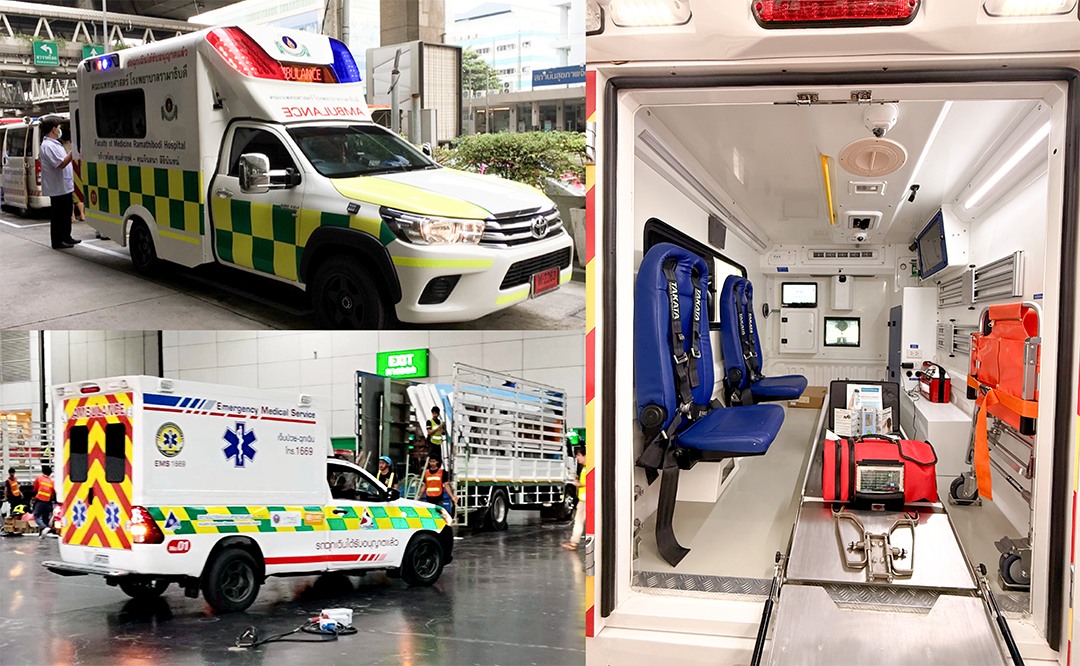ต้นแบบรถพยาบาลประเภทกระบะ ภายนอกและภายในรถ