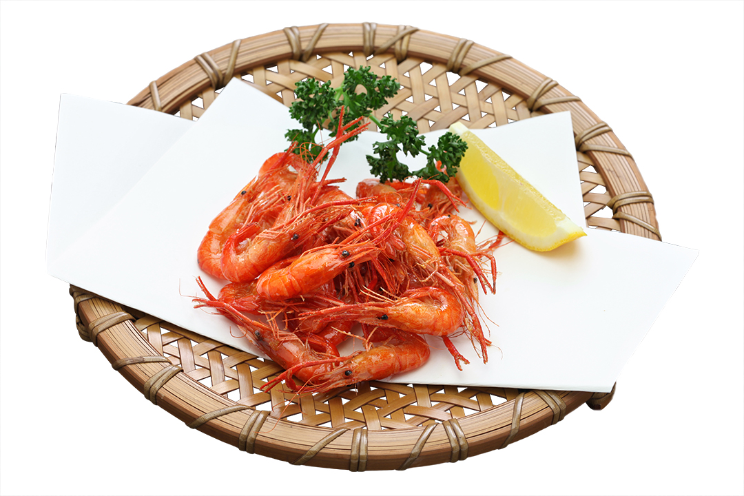 กุ้งแม่น้ำญี่ปุ่นทอด เสิร์ฟพร้อมเลม่อน อาหารญี่ปุ่น