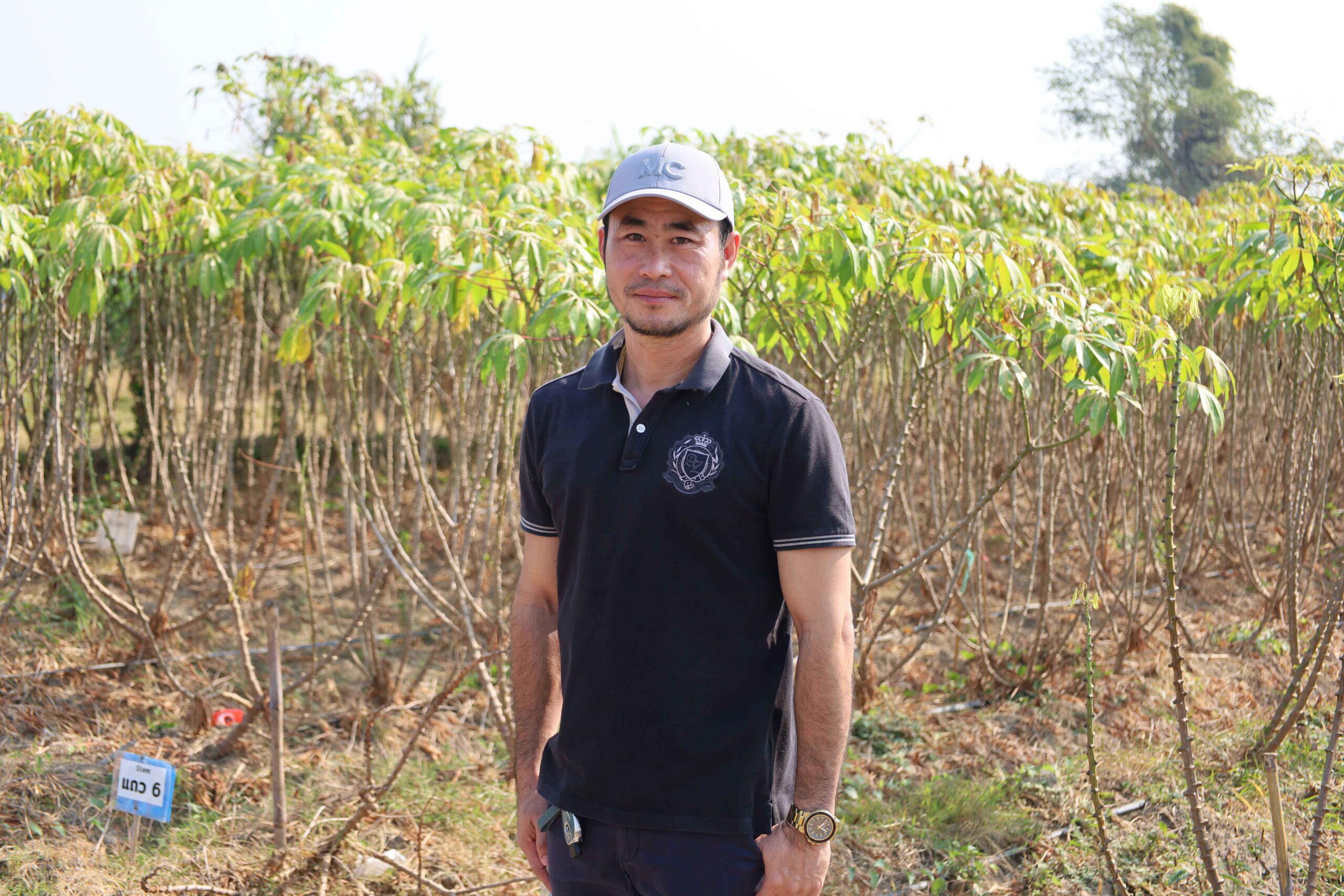 ภาพนายปรมี ปลื้มจิตร เจ้าหน้าที่ดูแลแปลงวิจัย