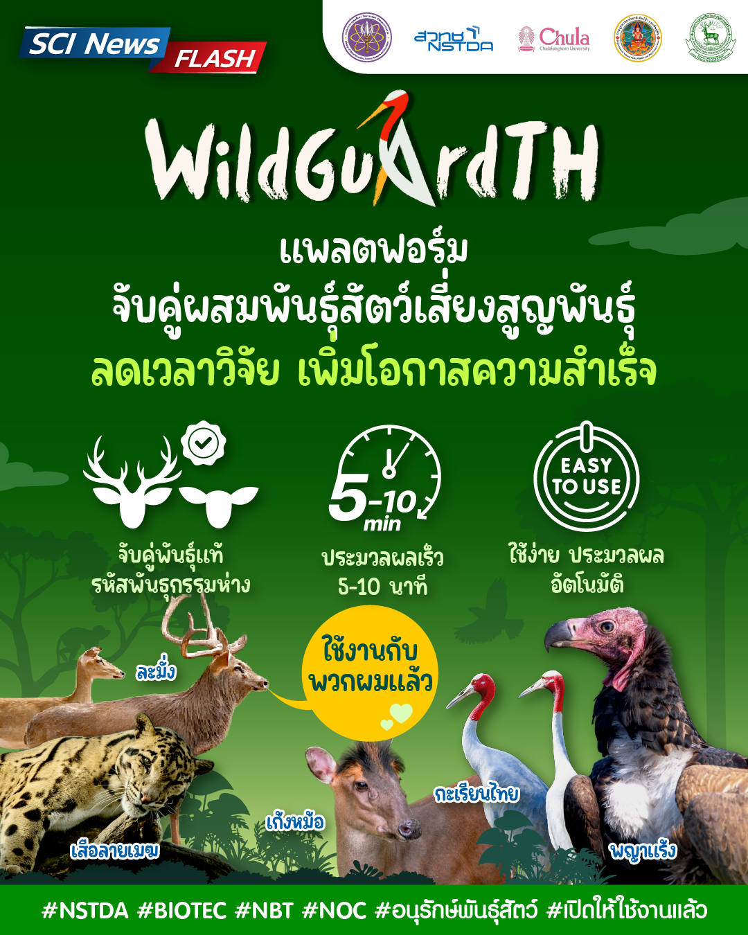 WildGuardTH เมื่อนักอนุรักษ์สวมบท “พ่อสื่อ” สแกนโปรไฟล์พันธุกรรม เพื่อหา “คู่แท้” ให้สัตว์ใกล้สูญพันธุ์