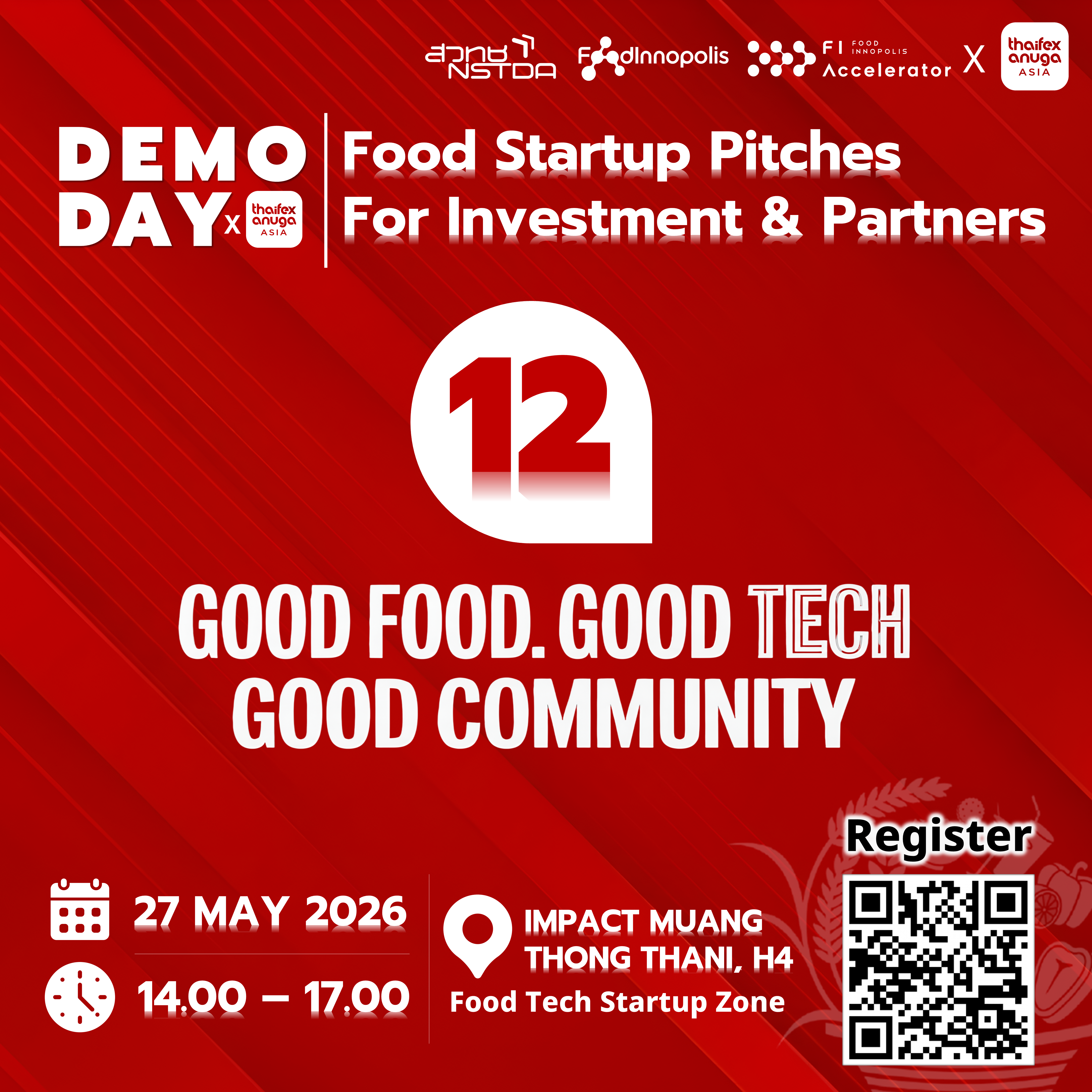 ภาพโปสเตอร์เชิญชวนร่วมงานTHAIFEX-Anuga ASIA 2026 Food Startup Pitches For Investment & Partners