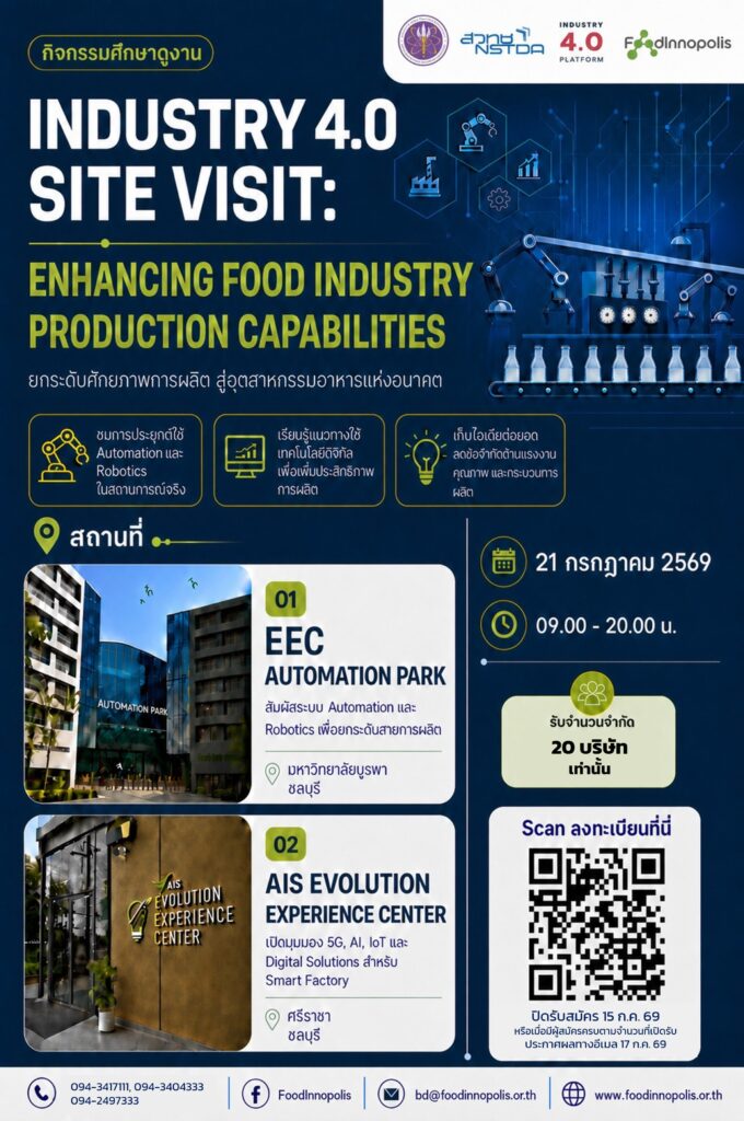 โปรเตอร์ประชาสัมพันธ์ กิจกรรม Industry 4.0 Site Visit: Enhancing Food Industry Production Capabilities