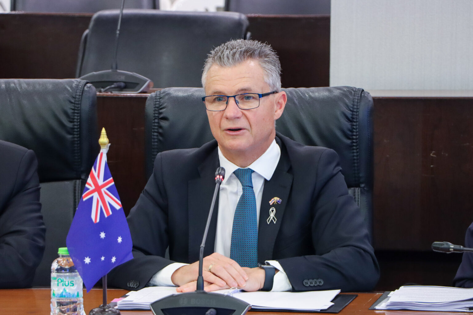 Hon. Matt Thistlethwaite MP ผู้ช่วยรัฐมนตรีฯ ออสเตรเลีย กล่าวถ้อยแถลงในการประชุมความร่วมมือทวิภาคี ววน.