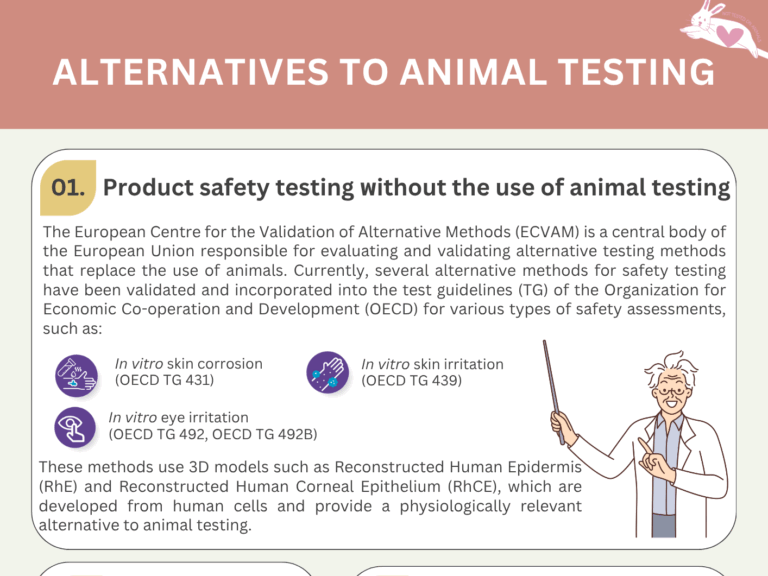 Alternative to animal testing such as in vitro method, in chemico method, in silico method.